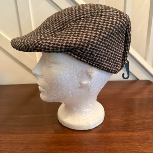Men’s Brown Ivy Cap Houndstooth Flat Cap Peaky Blinder Cabbie Hat Vintage - Picture 5 of 13